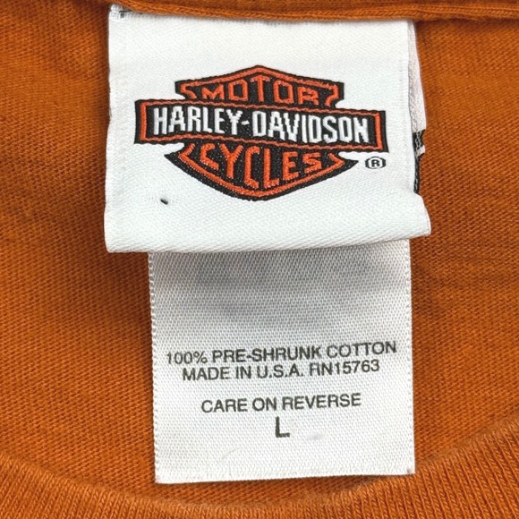 Harley Davidson Territorial Yuma AZ T Shirt Large Made USA Orange 2010 - Picture 5 of 8